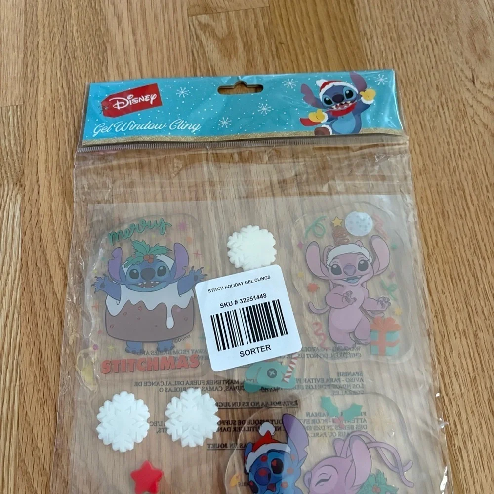 Disney Stitch Holiday Gel Window Clings - Red, Green, Blue Christmas NEW Angel